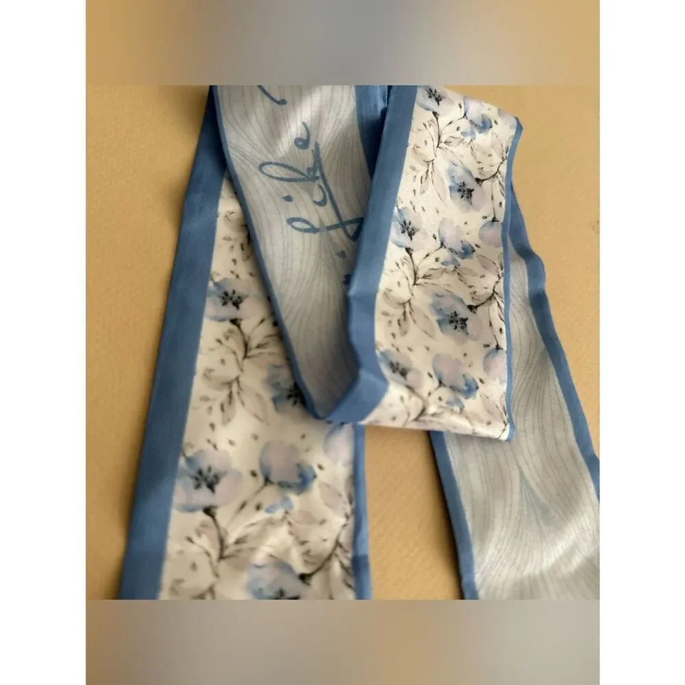 Blue Floral Skinny Scarf M1635
